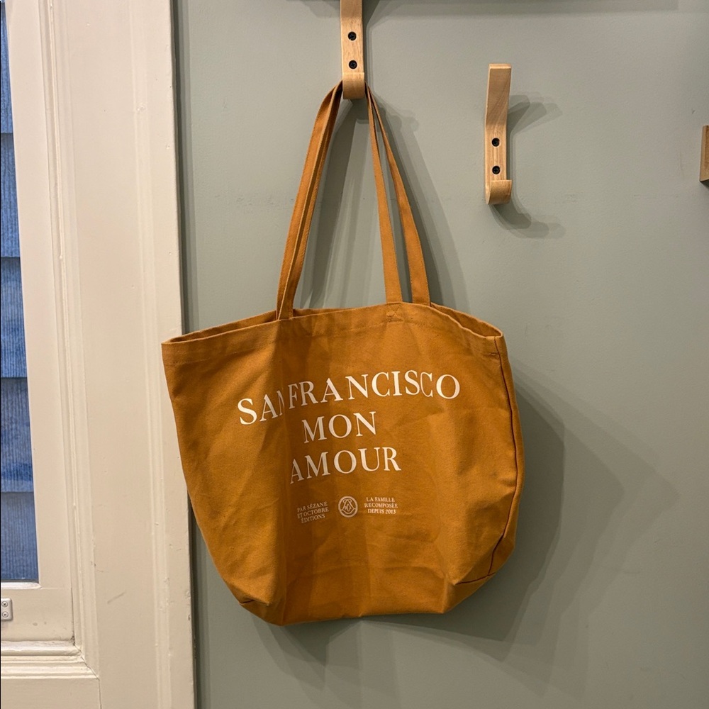Sezane San Francisco Mon Amour Mustard Tote Bag